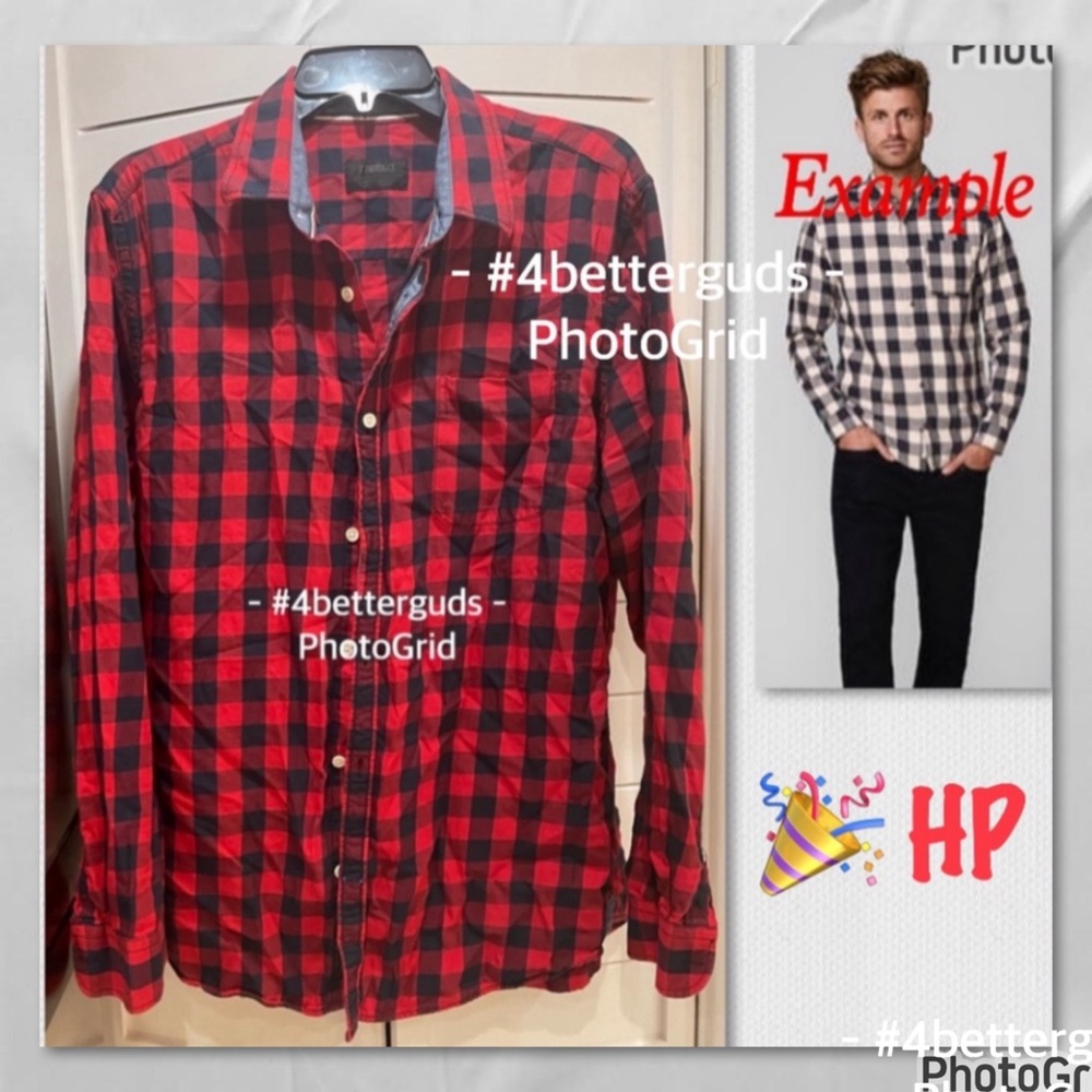 Product Danish Design Plaid Check Cotton Button Front Slim Shirt EU XL | US LG